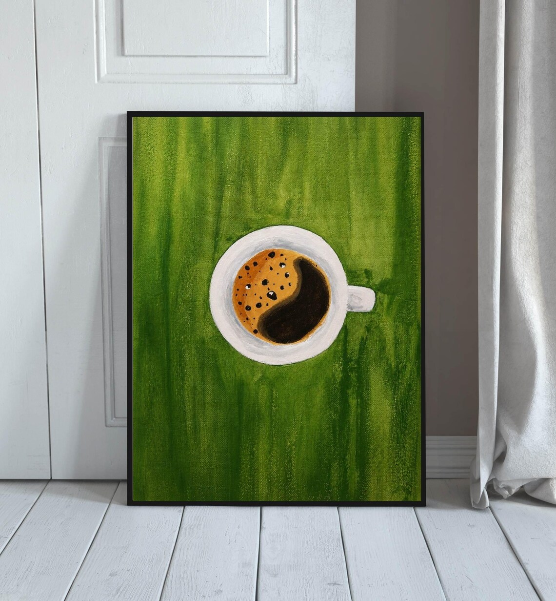 Coffee Yin Yang Vintage Kitchen Art Print