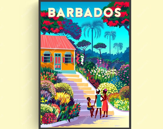 Caribbean Print Barbados Poster Tropical Travel Print Caribbean Wall Art Beach Poster Art Unframed