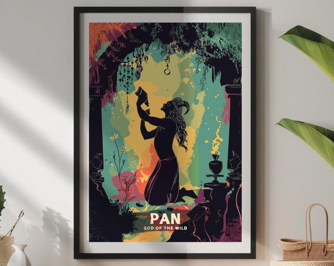Pan Greek Mythology Poster, Ancient Art Print