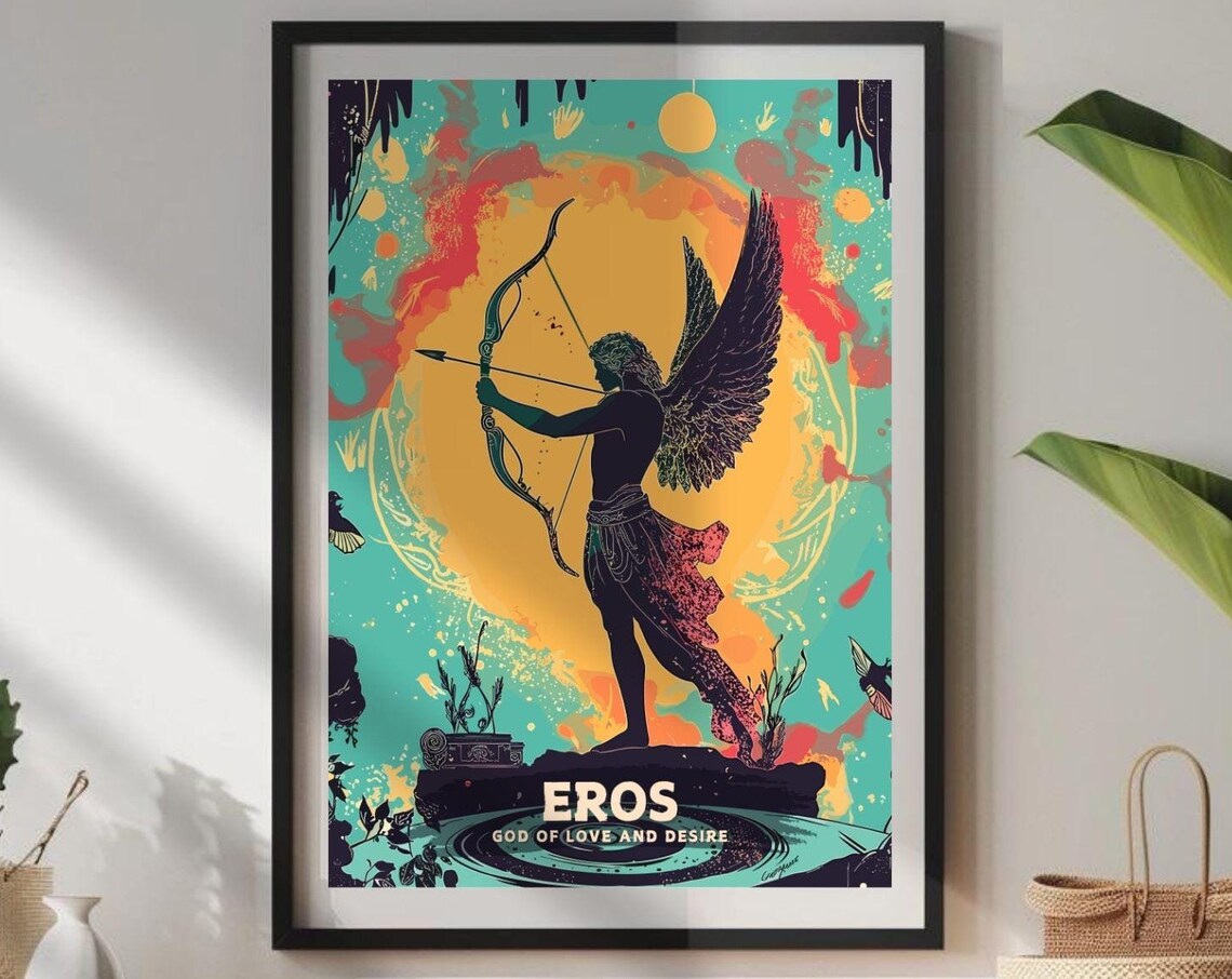 Eros Greek God of Love and Desire Winged Archer Myth Art Poster