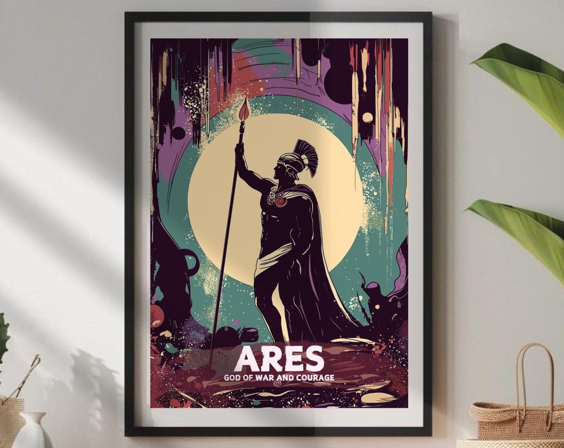 Ares Greek God of War Poster, Ancient Mythology Art