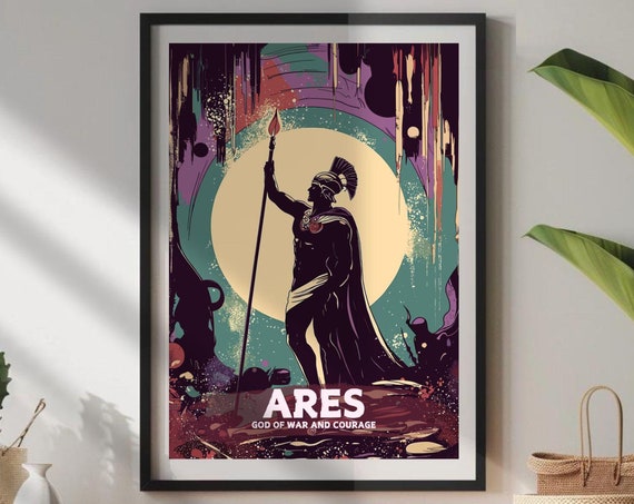 Ares Greek God of War Poster, Ancient Mythology Art