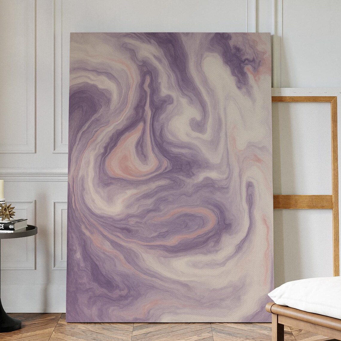 Lavender Marble Soft Purple Swirl Abstract Fluid Ink Art Poster