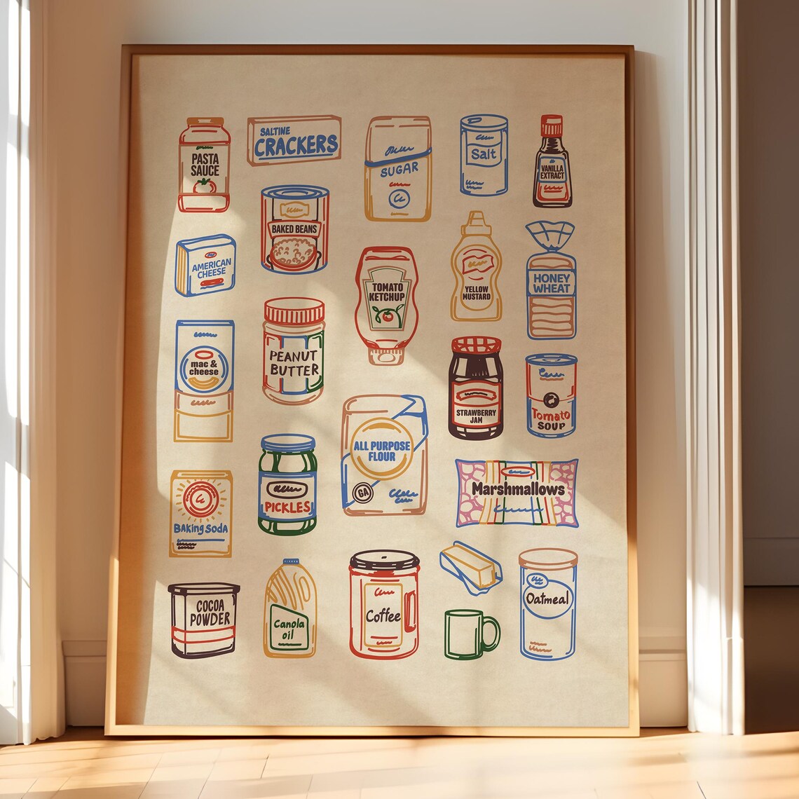 USA Pantry Retro Grocery Staples Art Print
