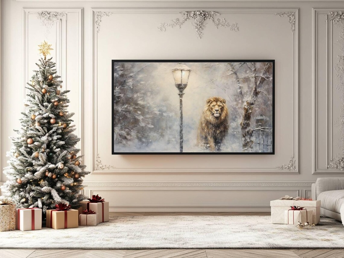 Narnia Lantern Pole and Aslan Winter Art Print - Image 4
