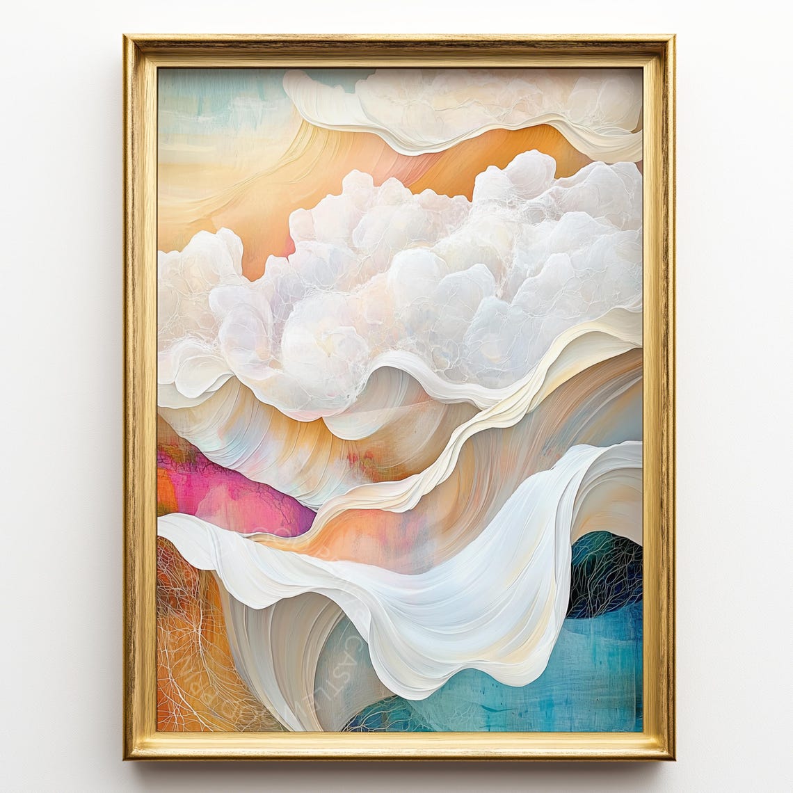 Abstract Cloudscape Canvas Art Ethereal Sky Painting Colorful Dreamy Landscape Wall Decor Whimsical Nature Print 471