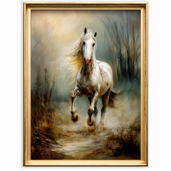 Dramatic Knabstrupper Horse Oil Painting Elegant Equine Art Moody Animal Portrait Rustic Equestrian Wall Decor 969
