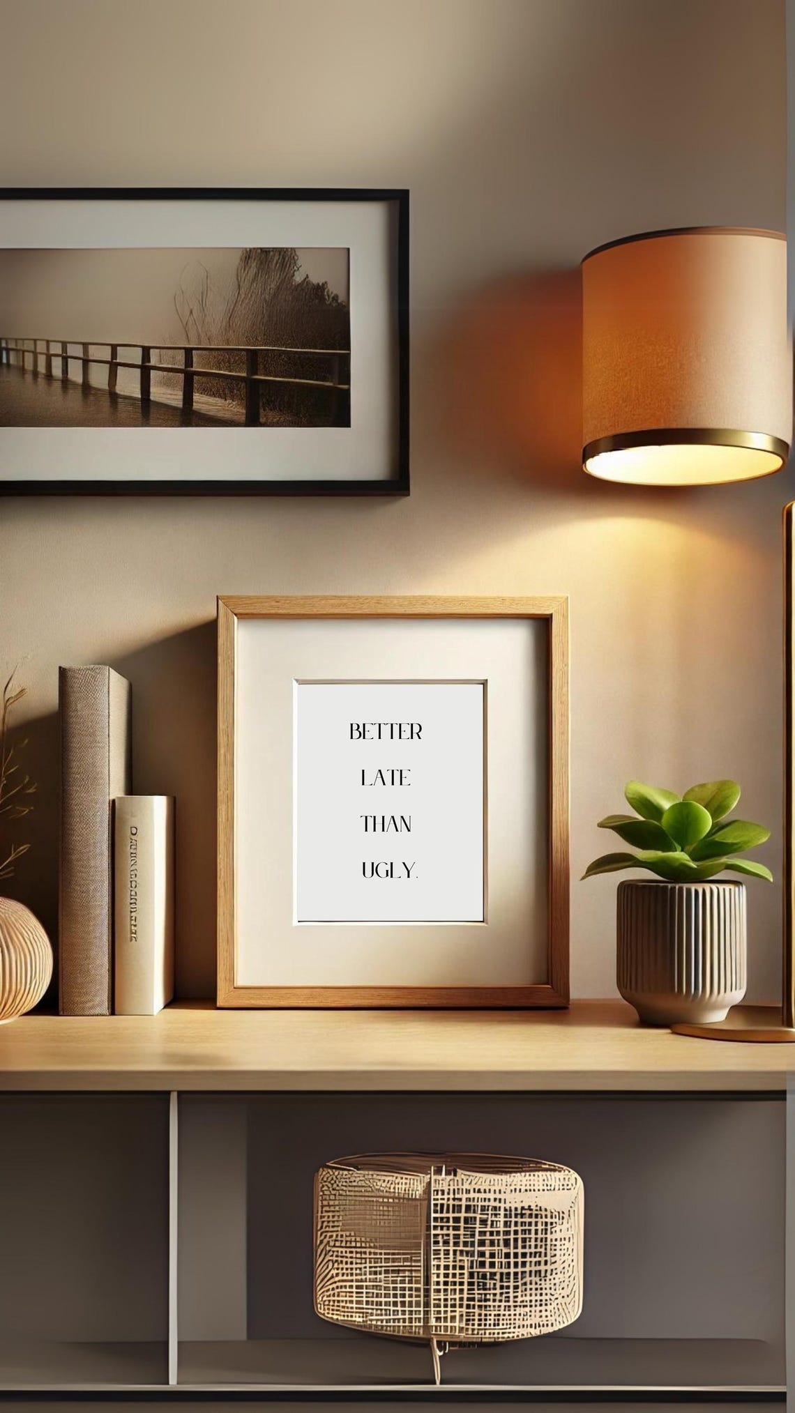 Better Late Than Ugly Print Funny Minimalist Quote Wall Art For Instant - Image 4