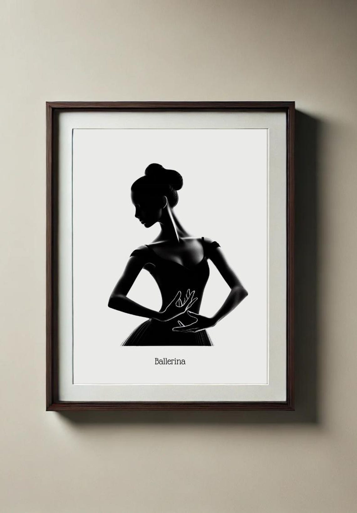 Ballerina Silhouette Portrait Graceful Dance Wall Art Handcrafted Elegant Ballet Dcor