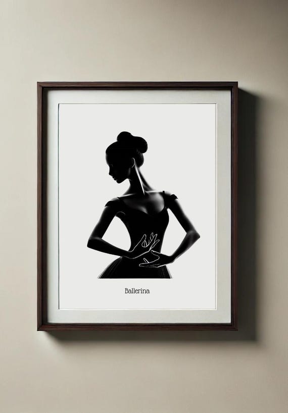 Ballerina Silhouette Portrait Graceful Dance Wall Art Handcrafted Elegant Ballet Dcor