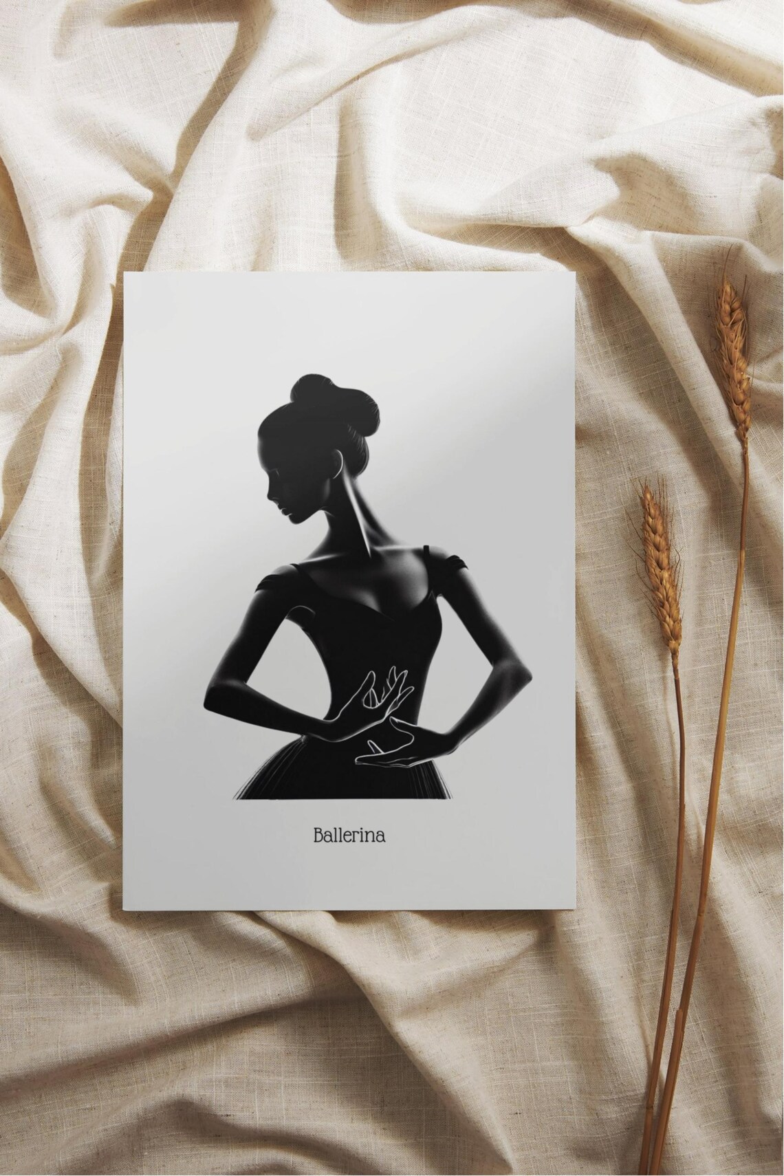 Ballerina Silhouette Graceful Black White Dancer Portrait Poster - Image 7
