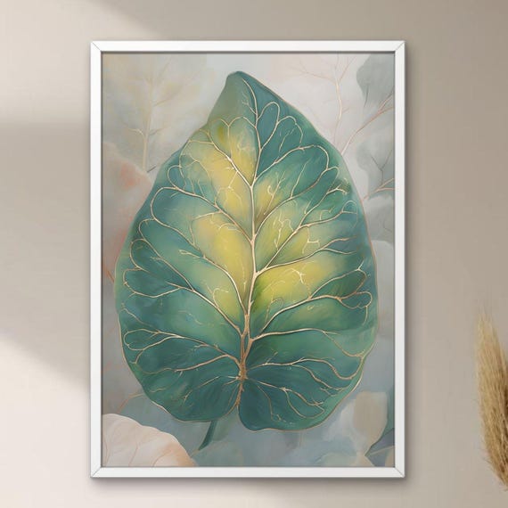Botanical Leaf Art Abstract Closeup Wall Nature Illustration