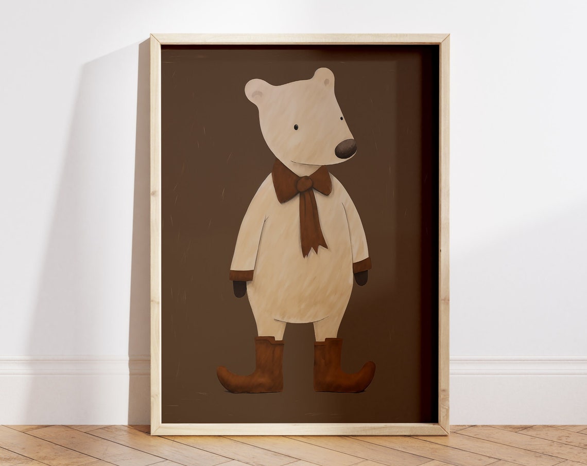 Bear Poster Brown Bear Print Woodland Nursery Decor Nursery Bear Wall Art Teddy Bear Prints Vintage Kids Prints File