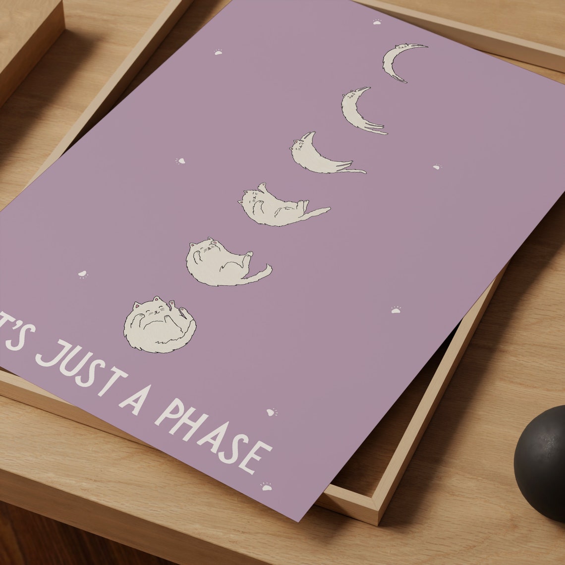 Its Just A Phase Cat Moon Cycle Lavender Funny Cat Lover Poster - Image 3