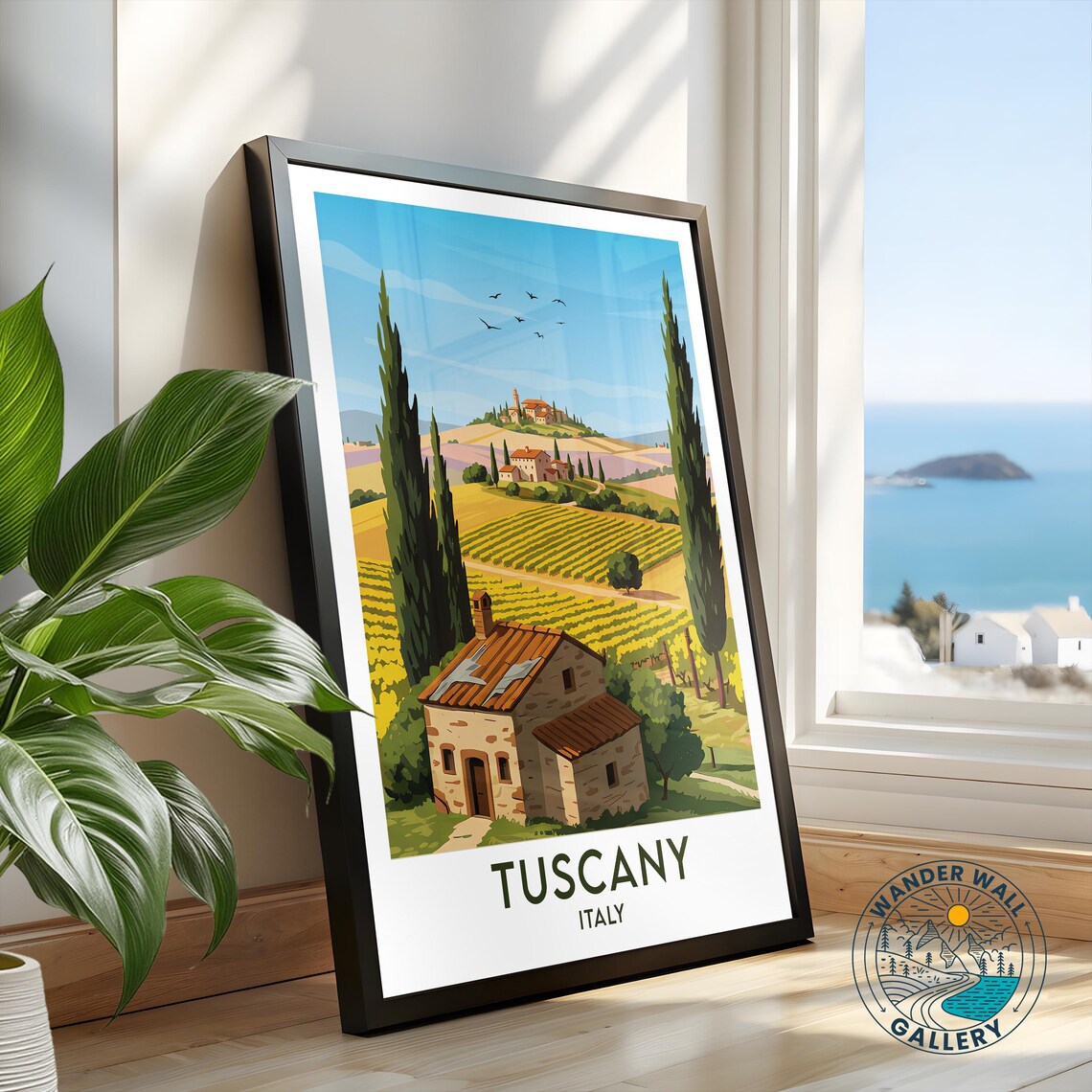 Tuscany Italy Cypress Trees Vineyard Villa Golden Fields Travel Poster - Image 2