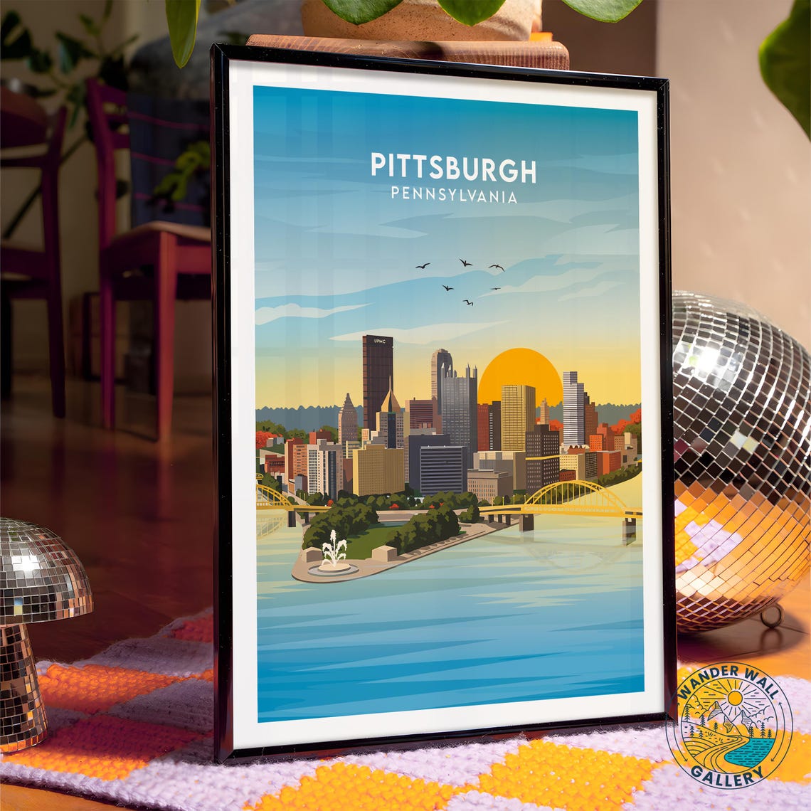 Pittsburgh Pennsylvania Skyline Bridge Golden Sunset River Poster - Image 4