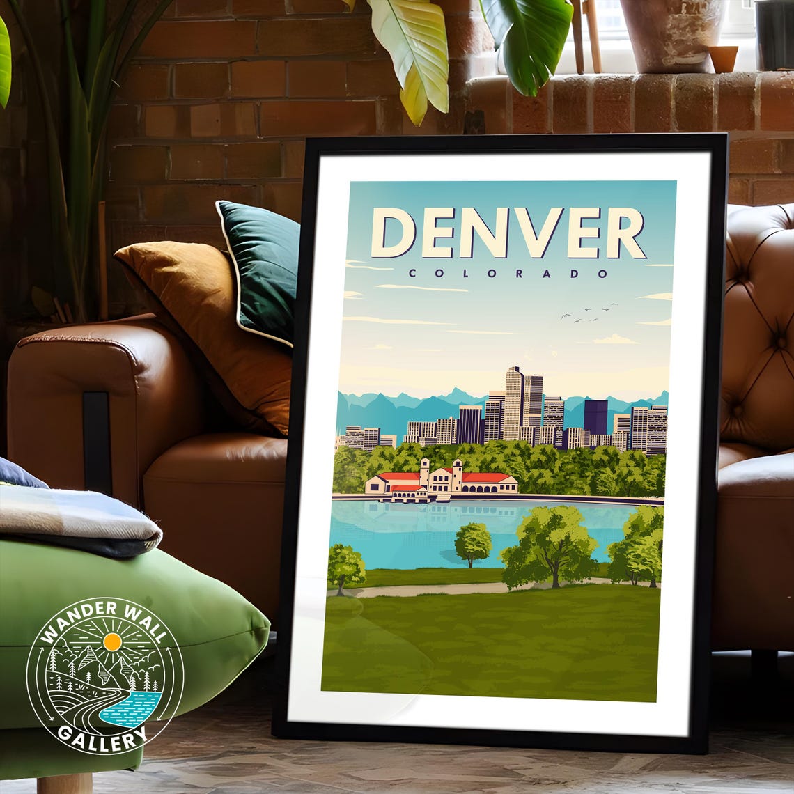 Denver Colorado Mountain Skyline Lakeside Retro Travel Poster - Image 6