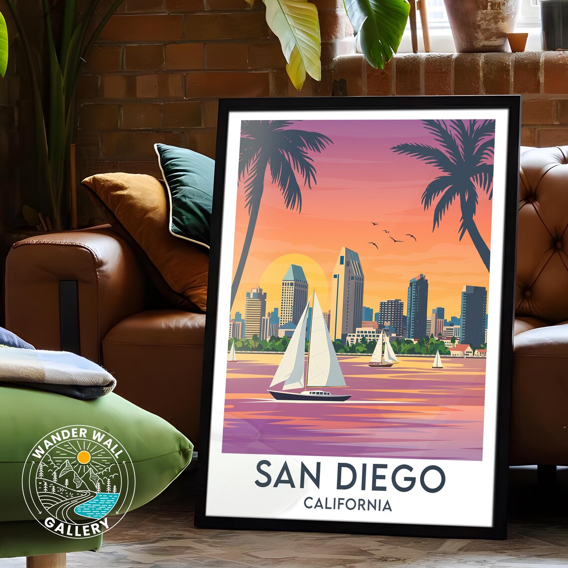 San Diego California Sunset Skyline Sailboats Harbor Travel Poster - Image 6