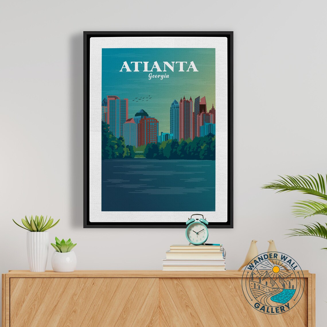 Atlanta Georgia Sunset Skyline Cityscape Retro Travel Poster - Image 5