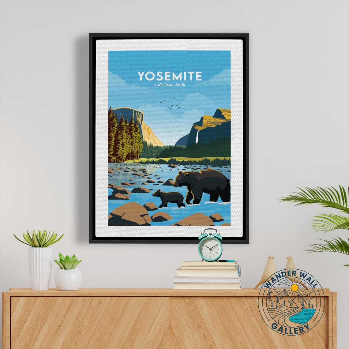 Yosemite National Park Bears Wading River Cliffs Vintage Travel Poster - Image 5