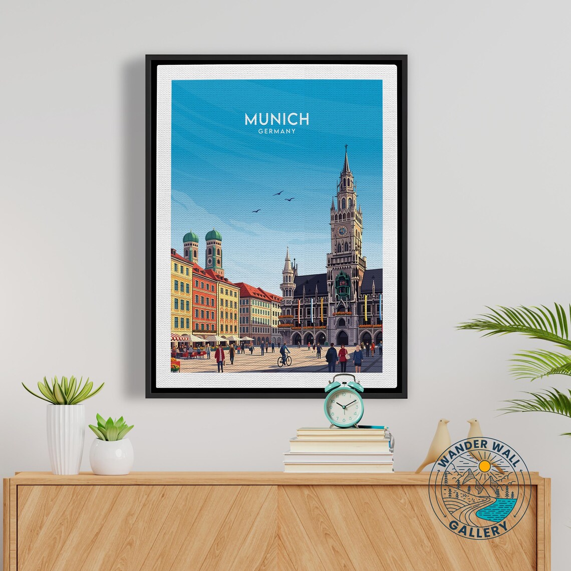 Munich Germany Marienplatz New Town Hall Retro Travel Poster - Image 5