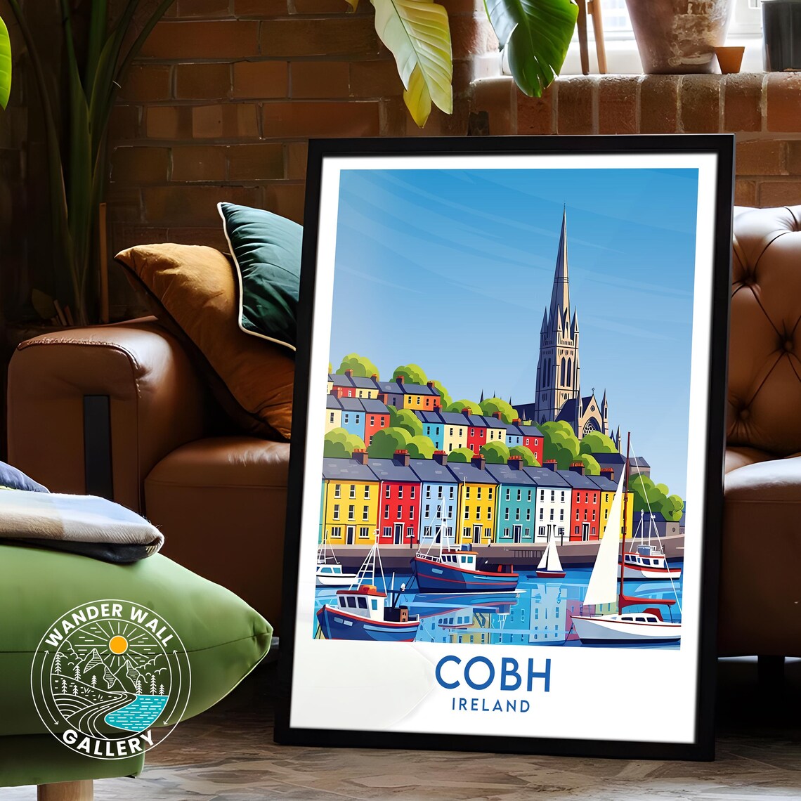 Cobh Ireland Harbor Town Church Spire and Boats Vintage Travel Poster - Image 6