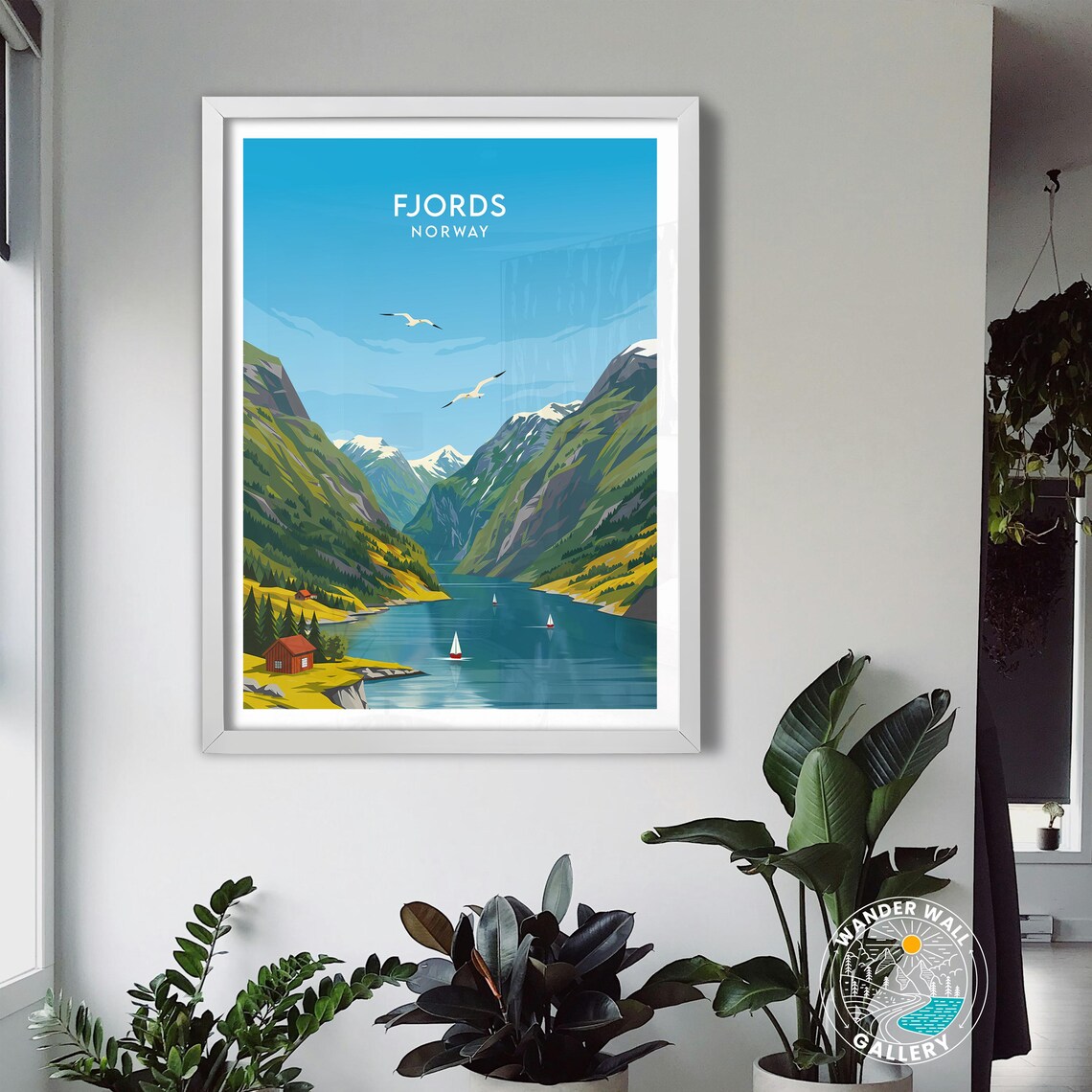 Norway Fjords Snow Capped Mountains Sailboats Valley View Poster - Image 3