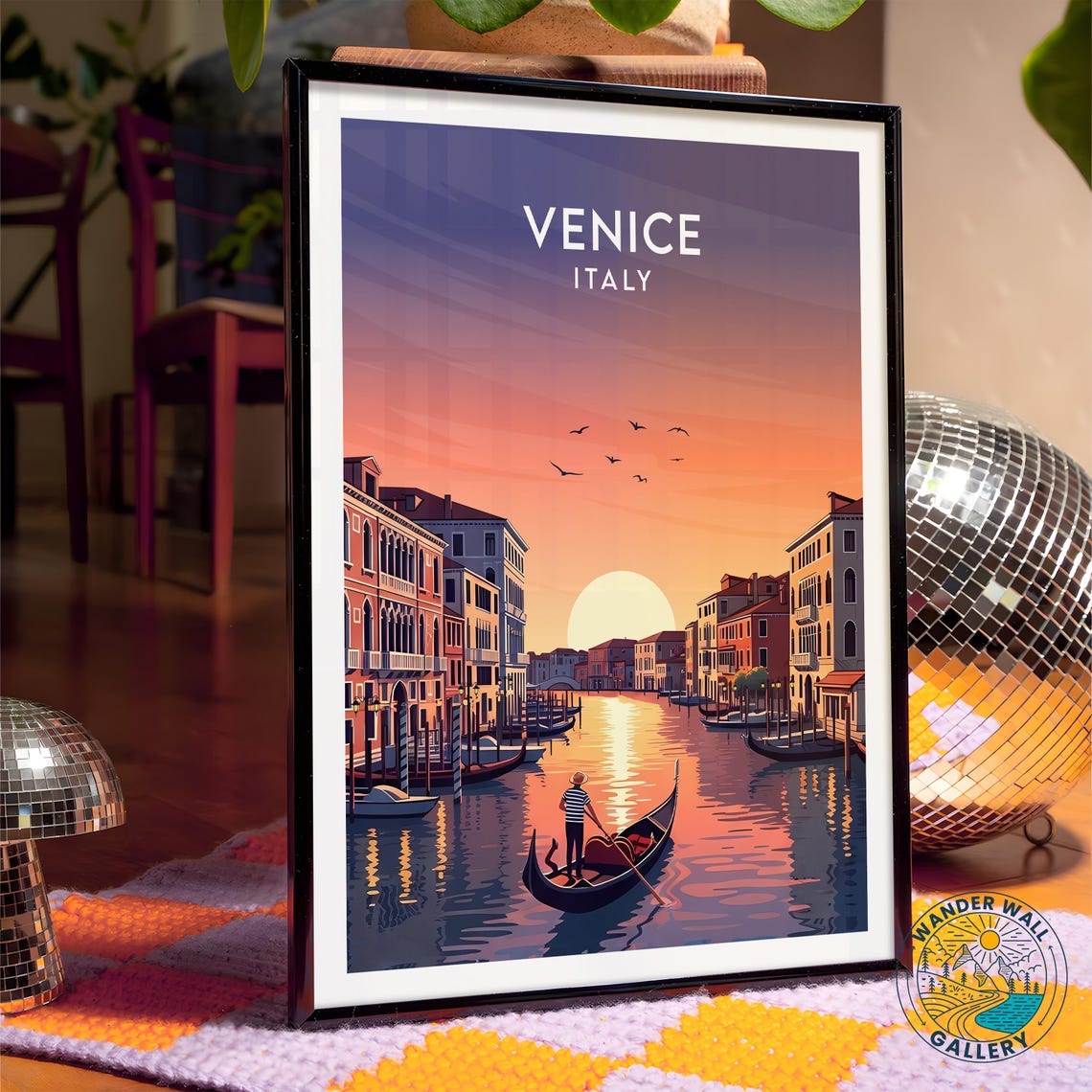 Venice Italy Gondola Sunset Canal Romantic Vintage Travel Poster - Image 4