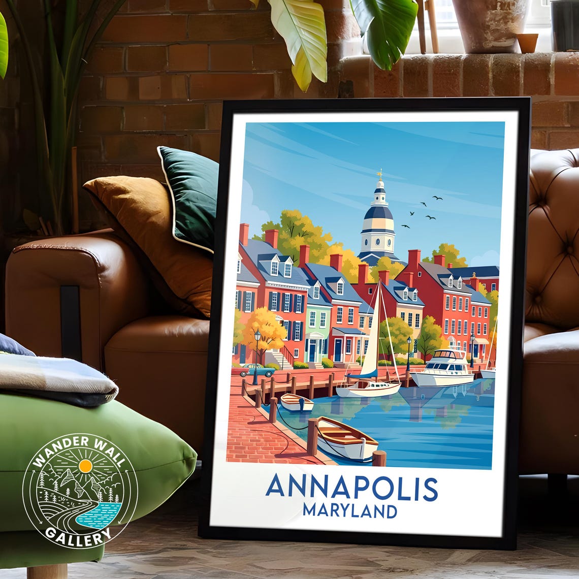 Annapolis Maryland Historic Harbor Brick Colonial Waterfront Poster - Image 6