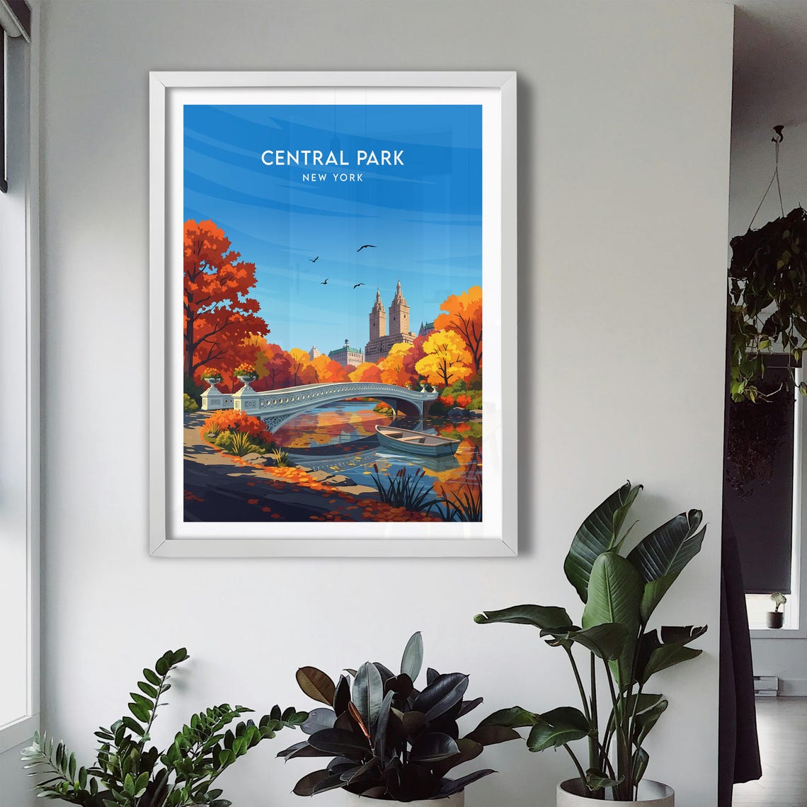 Central Park New York Fall Colors Bow Bridge Reflection Poster - Image 3