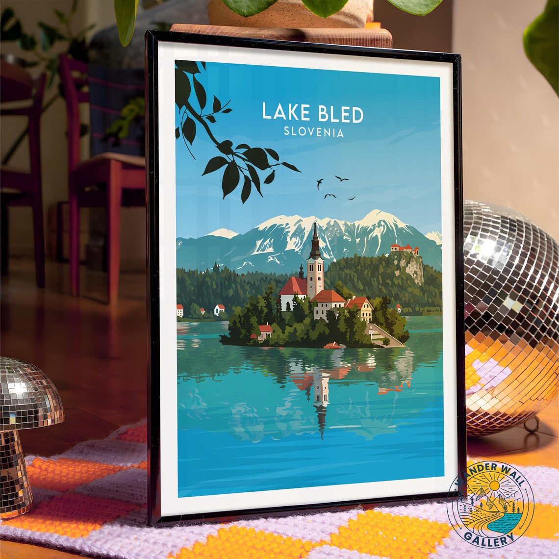Lake Bled Slovenia Island Church Snowy Peaks Blue Lake Poster - Image 4