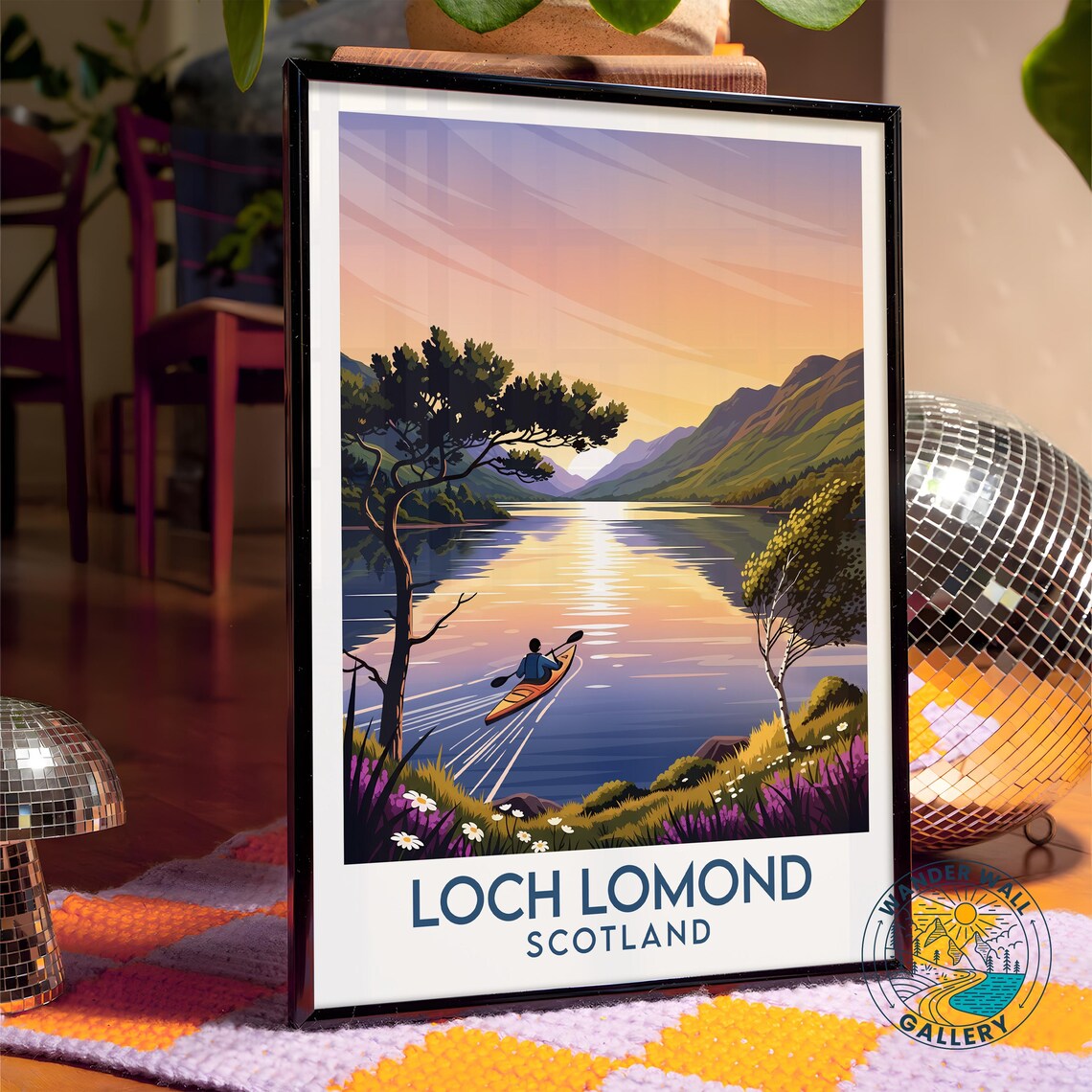 Loch Lomond Scotland Sunset Kayaking Mountain Lake Paddler Poster - Image 4