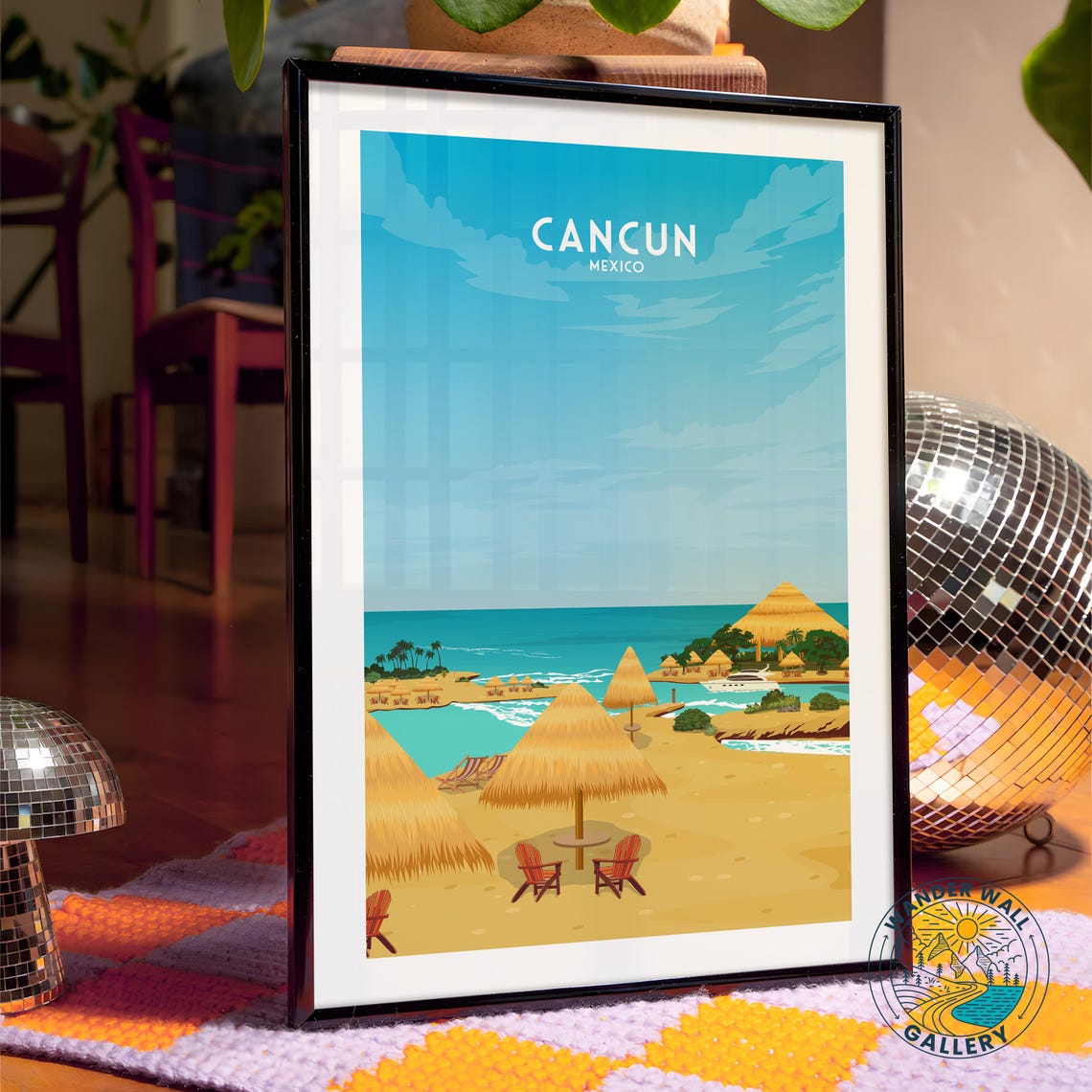 Cancun Mexico Travel Poster Art Print Landscape Beach Mexican Coastal Home Decor Personalized Gift - Image 4