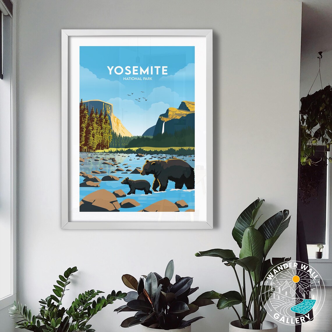 Yosemite National Park Bears Wading River Cliffs Vintage Travel Poster - Image 3