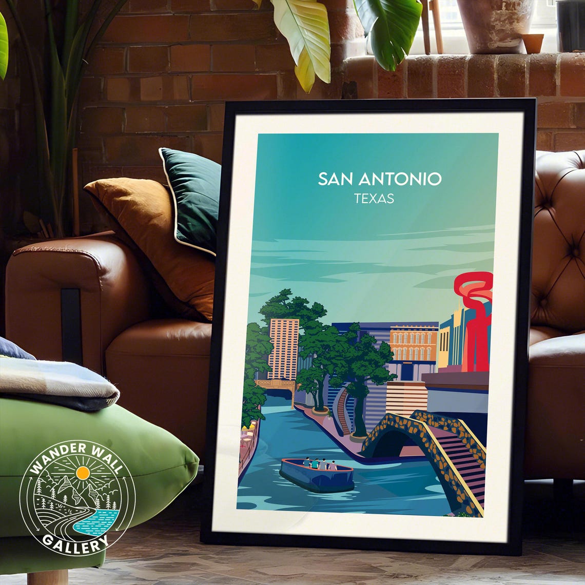 San Antonio Texas Vibrant Riverwalk Canal Boat Travel Poster - Image 6