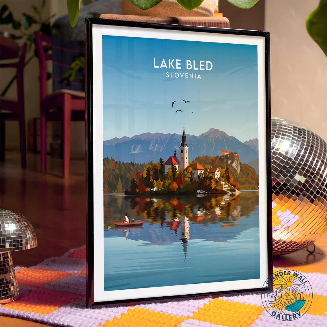 Lake Bled Slovenia Island Church Autumn Foliage Reflection Poster - Image 4