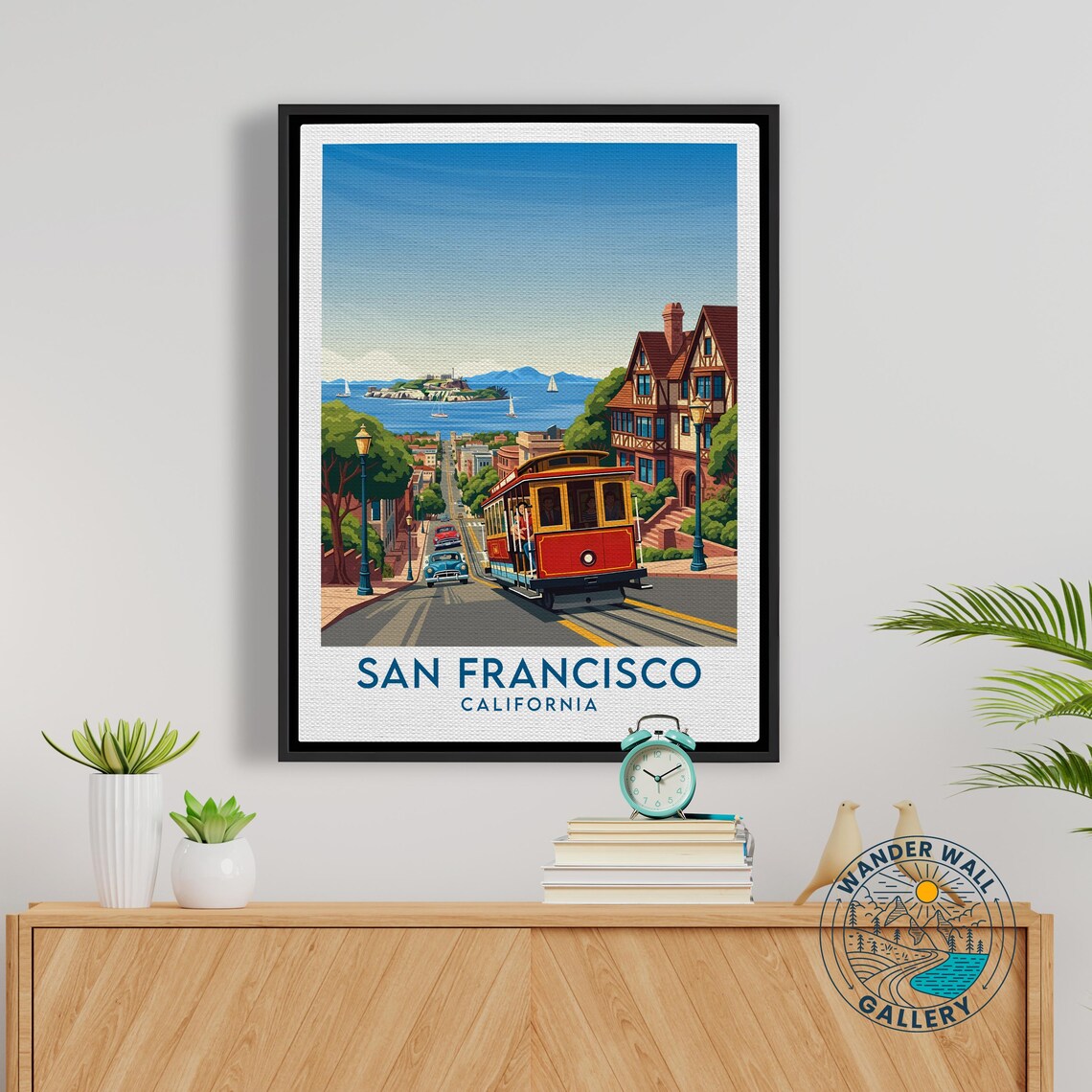 San Francisco Cable Car Alcatraz Bay Street Retro Travel Poster - Image 5