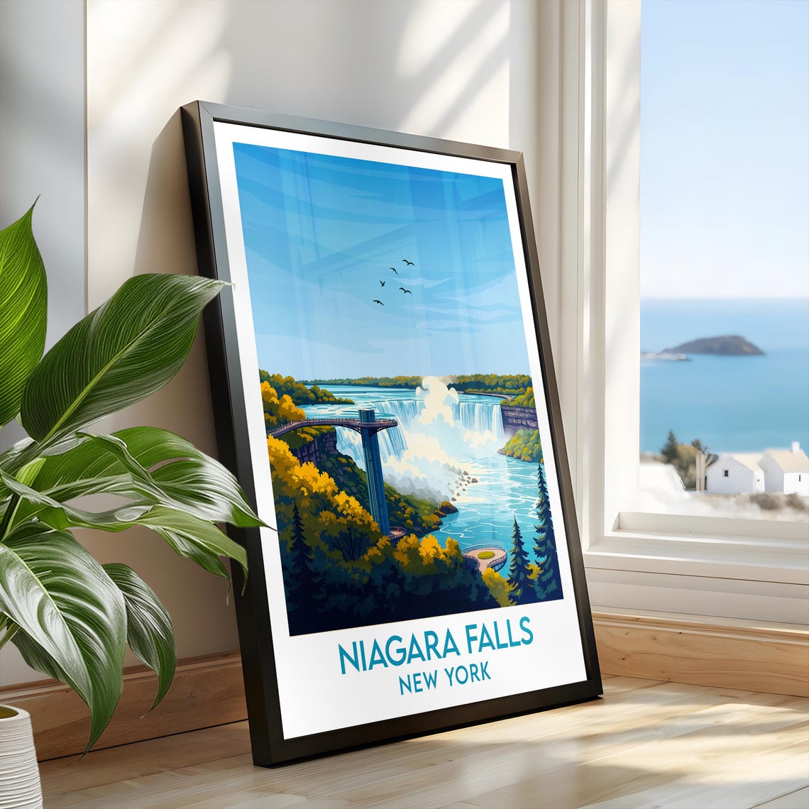 Niagara Falls New York Autumn Waterfall Mist Scenic View Poster - Image 2