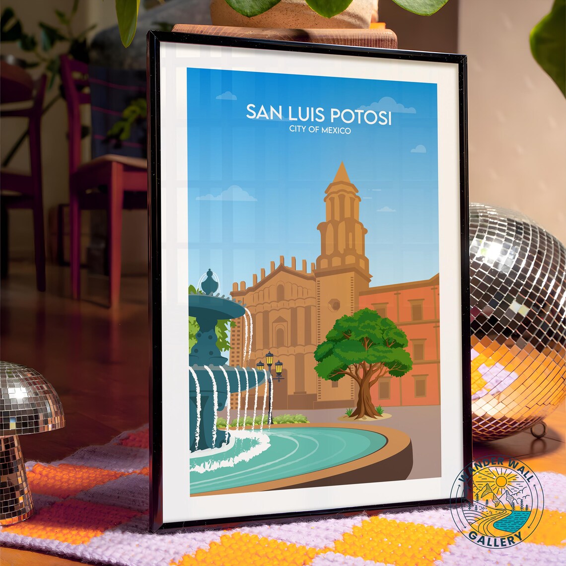 San Luis Potosi Mexico Fountain Plaza Colonial Church Poster - Image 4