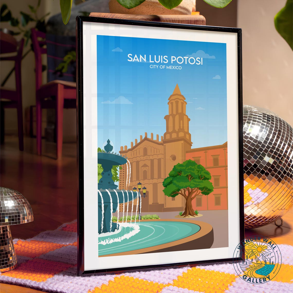 San Luis Potosi Mexico Travel Poster Cathedral Prints City Wall Decor Mexican Retro Personalized Home Gift - Image 4