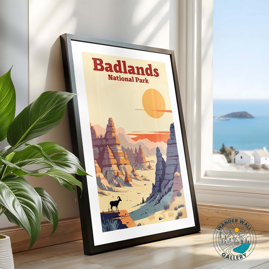 Badlands National Park Desert Buttes Bighorn Sheep Vintage Poster - Image 2