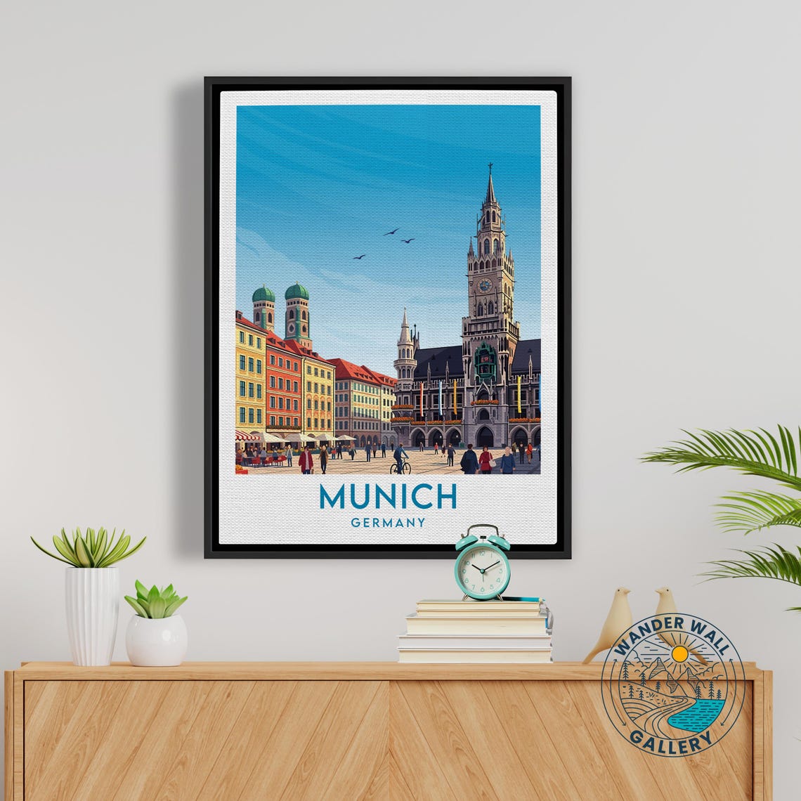 Munich Germany Old Town Square Gothic Hall Retro Travel Poster - Image 5