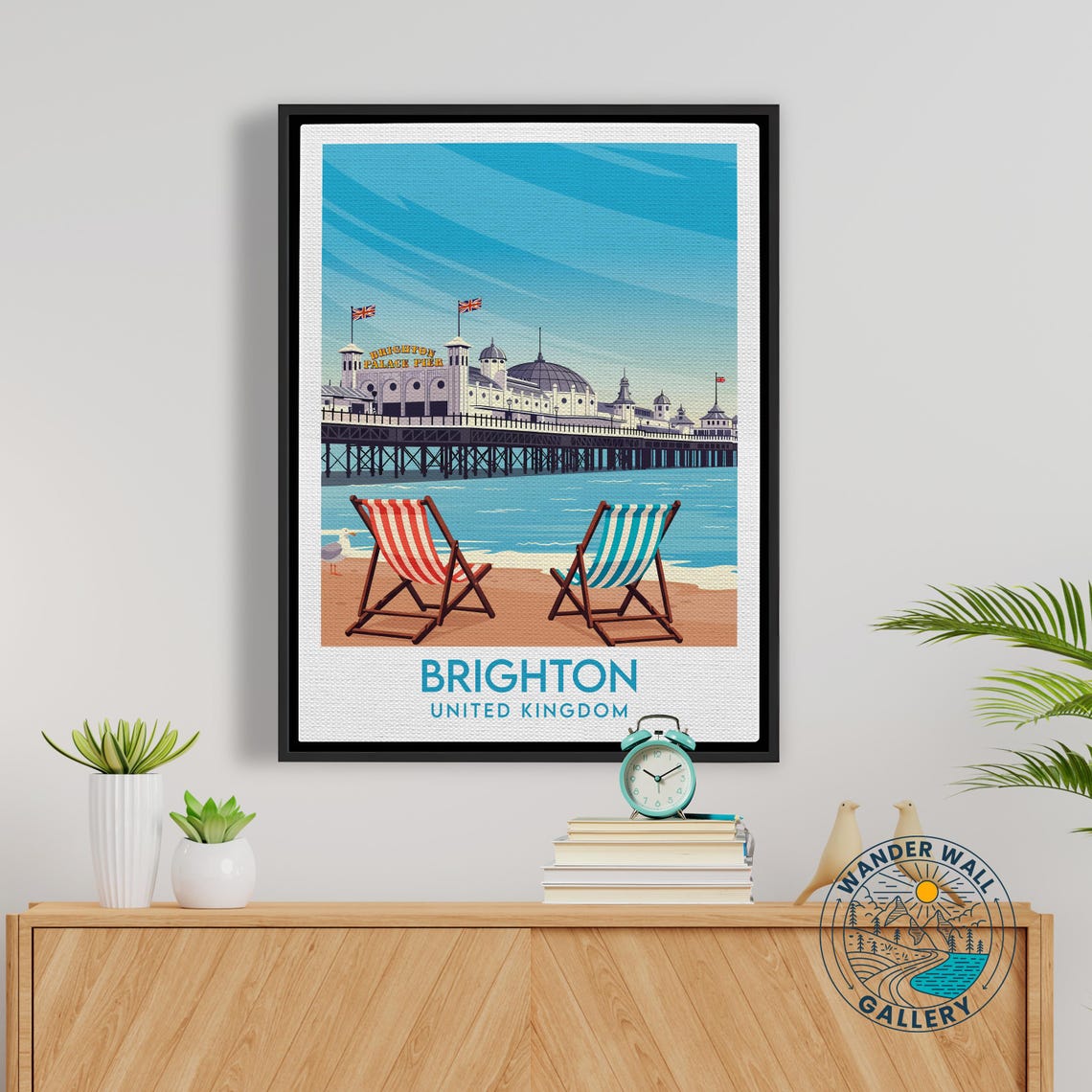 Brighton England Palace Pier Deck Chairs Seaside Holiday Poster - Image 5