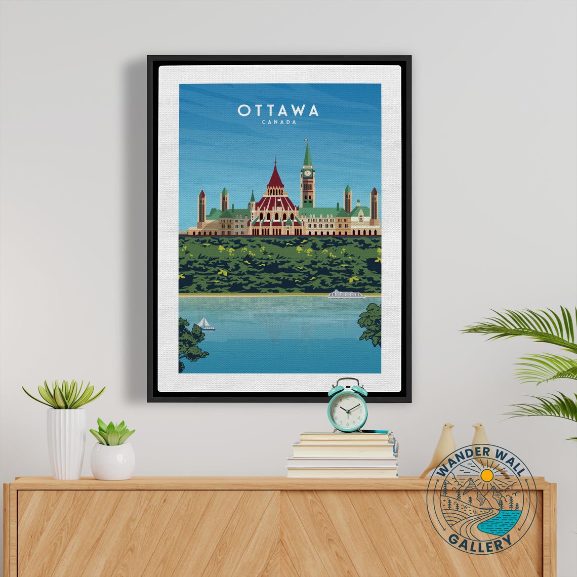 Ottawa Canada Parliament Buildings River Retro Travel Poster - Image 5