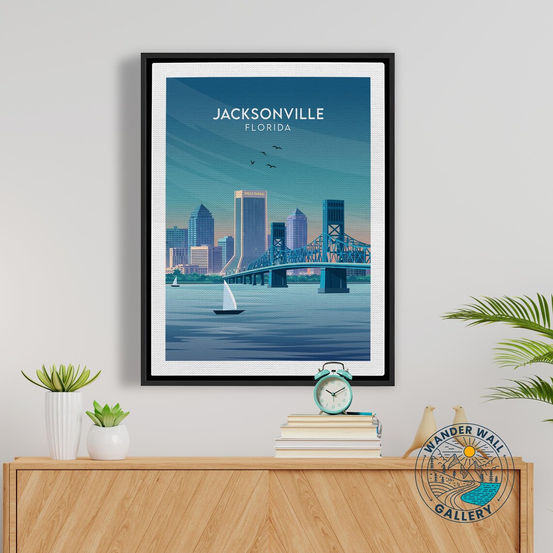 Jacksonville Florida Main Street Bridge Skyline Vintage Travel Poster - Image 5
