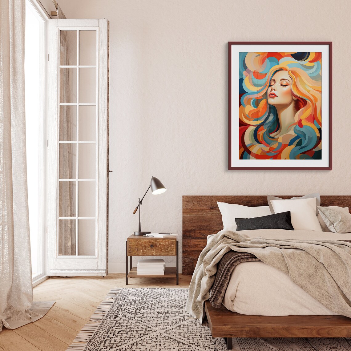 Serene Woman with Flowing Rainbow Hair Abstract Beauty Poster - Image 2