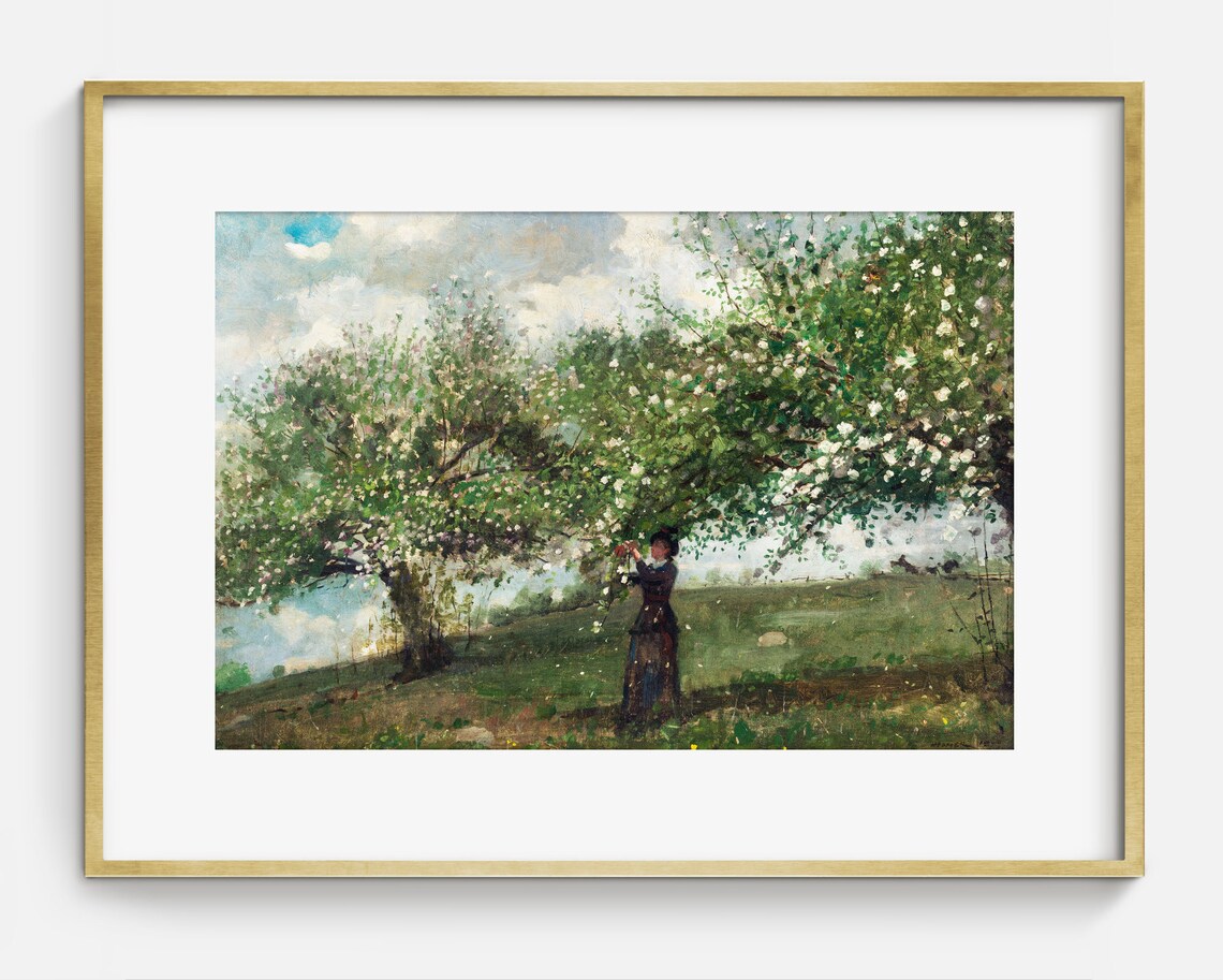 Vintage Spring Landscape, Blooming Trees Art Print - Image 2