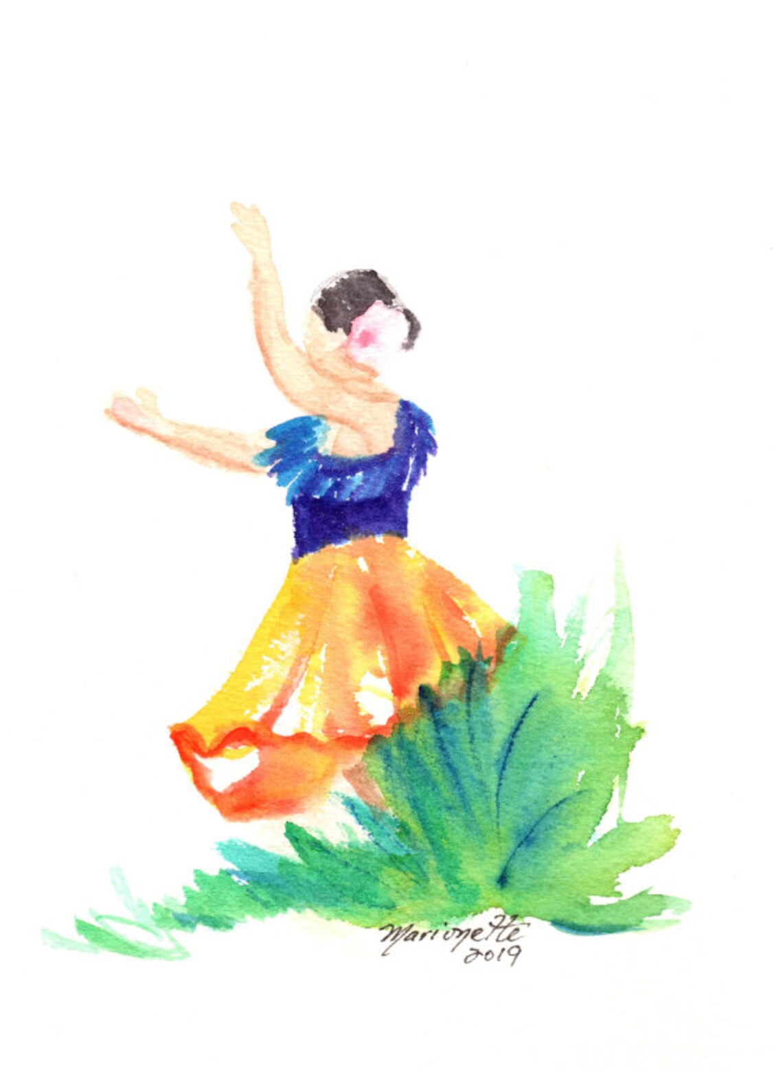 Hula Girl Hawaiian Decor Art Print, Aloha Dance