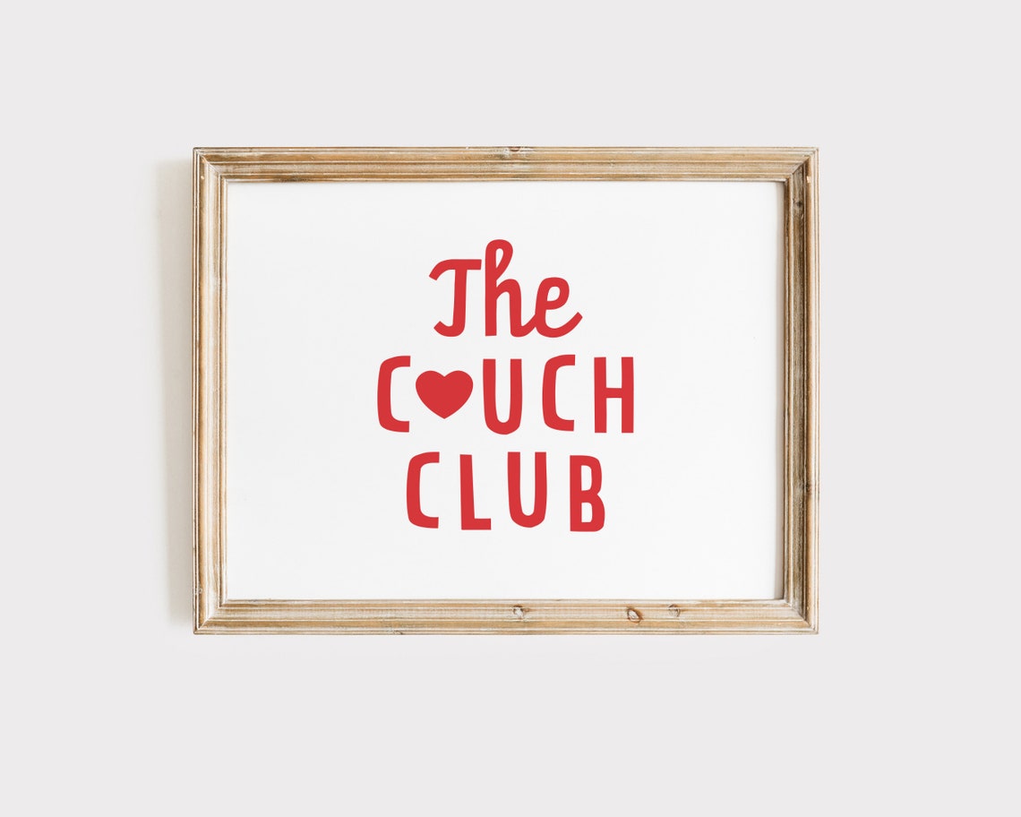 The Couch Club Red Heart Funny Cozy Movie Night Living Room Poster - Image 2