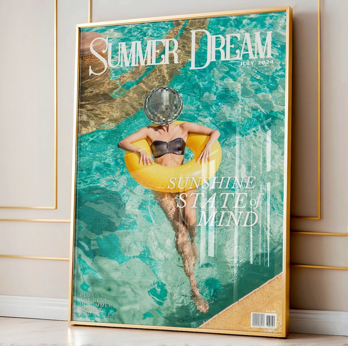 Summer Dream Sunshine State of Mind Disco Ball Pool Photo Poster